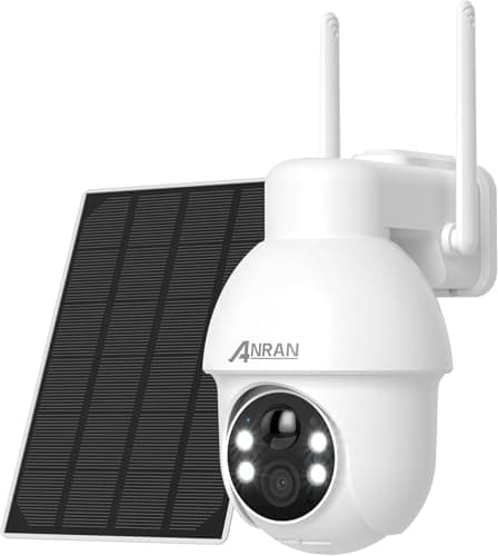 ANRAN 4K Solar Security Camera Outdoor Wireless-360° PTZ, 8MP Color Night Vision, Battery-Powered WiFi Camera with PIR Detection, 2-Way Audio, No Wiring Needed, Compatible with Alexa