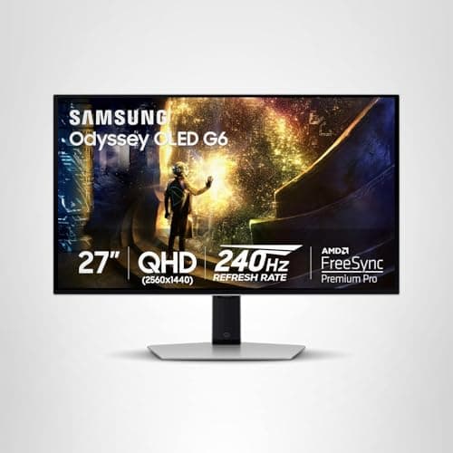 Samsung 27” Odyssey OLED G6 (G61SD) QHD & QD-OLED 240Hz 0.03ms FreeSync Premium Pro Gaming Monitor with Sleek Metal Design, 3 Year Warranty, US, LS27DG610SNXZA 25