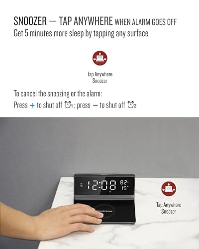 Soundfreaq Charge Rise II, SFQ-20: Digital Alarm Clock, with Dual Alarms, Fast USB Charger and Wireless Charger (Black) 5