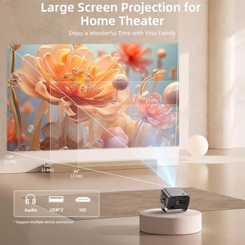 Smart Projector with WIFI and Bluetooth, 800ANSI Native 1080P Movie Projector Built-in Apps, Auto Keystone & Electric Focus Portable Projector for Home Theater Compatible with IOS/Android/HD 6