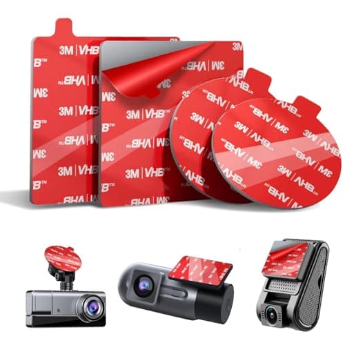 Double Sided Adhesive Sticky Pads for Dash Cam 4PCS, 2.83" Square & 2.2" Round Heat-Resistant Heavy Duty Mounting Tape Kit, Universal Car Windshield Sticker for GPS/DashCamera Suction Cup Mount