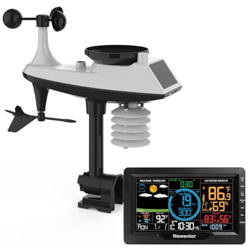 Newentor Weather Station with Rain Gauge and Wind Speed, Indoor/Outdoor Weather Stations for Home, 7.5” Professional Wireless Weather Gauges, Wind Direction/Temperature/Humidity Meter, Custom Alerts