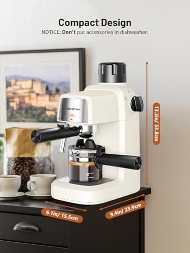 KEENSTAR 3.5Bar Espresso Machine with Milk Frother, 800W Compact Espresso and Cappuccino Machine with Preheating Function, 4 Cup Espresso Maker for Cappuccino or Latte, Gift for Coffee Lover 6