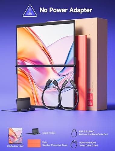 JSAUX FlipGo Lite 15.6" Portable Dual Stacked Monitor, 1080P FHD IPS Laptop Screen Extender One Cable for Triple Monitor Setup (For Windows&Linux) with Magnetic Design, Built-in Hub,No Driver Required 8