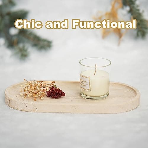 Koville Italian Travertine Tray, 12"x6" Vanity Decorative Marble Tray for Countertop, Catchall Tray for Perfume, Candles, Jewelry Dish Tray 8