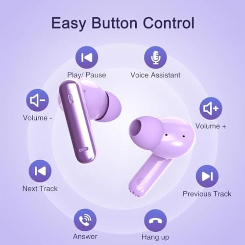 TOKANI Wireless Earbuds, True Wireless Bluetooth Earbuds with Charging Case, Stereo Bluetooth Headphones with Microphone for iPhone Android Phones and Other Smart Cellphones (Purple) 7