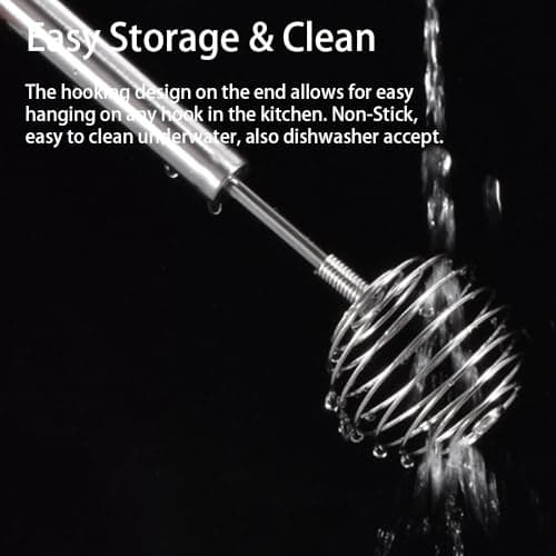 Lelasety Stainless Steel Spring Coil Whisk 1 Pack, Wire Whip Egg Beater, Kitchen Cookware Hand Mixer For Cooking, Mixing, Blending, Beating, Stirring, 8.7Inch 6