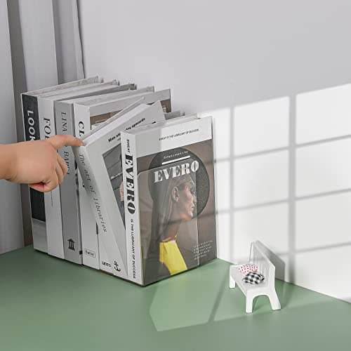 Adwikoso Clear Acrylic Book Ends, 6 Pcs Bookends for Shelves, Non-Slip Book Holder Stand, Decorative Book Stoppers for Heavy Duty Books Office Desktop Organizer 6