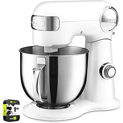Cuisinart SM-50 Precision Master 5.5-Quart Stand Mixer White Linen Bundle with 1 YR CPS Enhanced Protection Pack