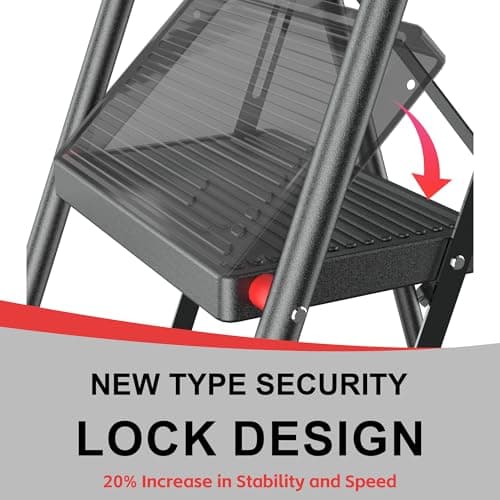 Step Ladder Foldable Folding Stool - for Home Adults Kitchen 4 Stepping Extension Tall Heavy Duty with Handrails - Closet Stepstool Stair Ladders Extendable Stepladder for Indoor House 600Lbs 5