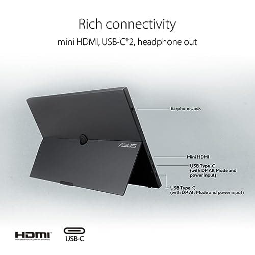 ASUS ZenScreen 15.6” 1080P Portable USB-C Monitor (MB16AHG) - Full HD, IPS, 144Hz, Mini-HDMI, Freesync Premium™, Ergo Kickstand, Eye Care, Blue Light Filter, Tripod Mountable, Protective Sleeve 5