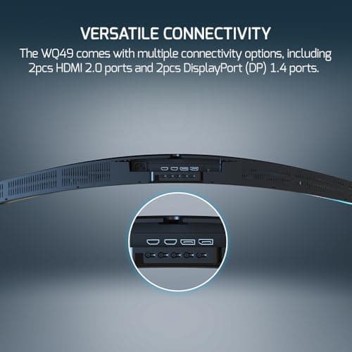 GAMEPOWER 49 inch Curved Ultrawide Gaming Monitor, 1Ms, 144Hz Refresh Rate, 32:9, WDFHD, 3840 x 1080P, R1800, 99% sRGB, HDR400, DisplayPort, HDMI, FreeSync, Gsync, Height - Tilt Adjustable 5