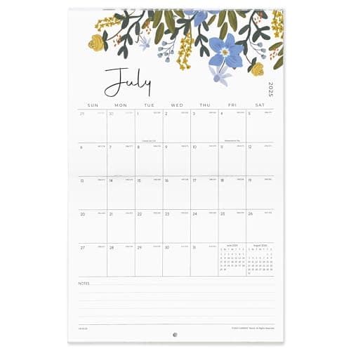 2025 Wall Calendar, Cabbrix Large Wall Calendar 2025-2026, 22 3/4" x 14 3/4", Calendar from Now to July 2026,Monthly Calendar Perfect for Organizing & Planning, Floral Design