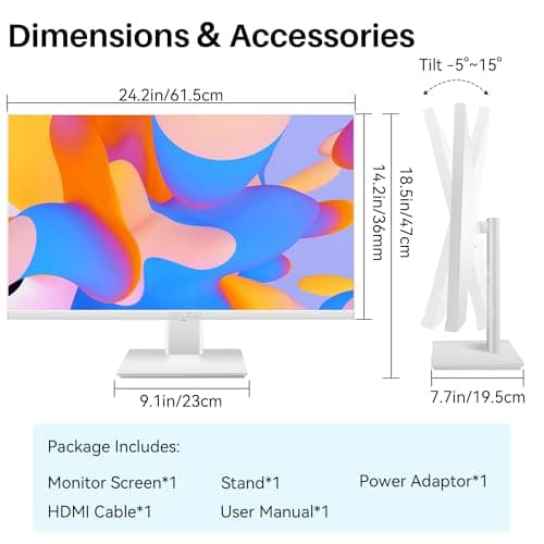 Thinlerian 27 Inch 4K UHD 3840 x 2160 Computer Monitor, IPS Display, Ultra-Thin Bezel, HDMI, DisplayPort, VESA, Build-in Speakers, PC Monitor for Design, Work, Gaming, White 6
