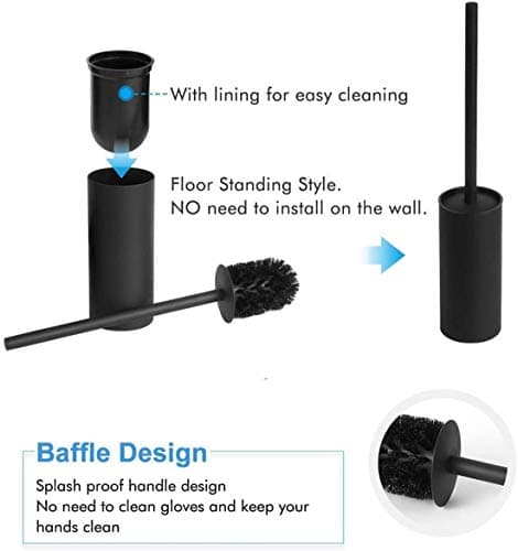BGL Stainless Steel 304 Black Toilet Bowl Brush and Holder Set Cleaning Tool Holder with Toilet Brush 3