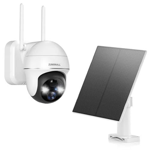 ZUMIMALL Security Cameras Wireless Outdoor WiFi with 360° PTZ, 2K Battery Cameras for Home Security Outdoor, 5W Solar Panel for Security Cameras Wireless Outdoor, with Micro USB & Type-C Port
