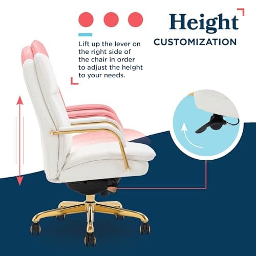 La-Z-Boy Opus Ergonomic Bonded Leather Swivel Executive Chair, White and Gold (CCHR10015A) 5