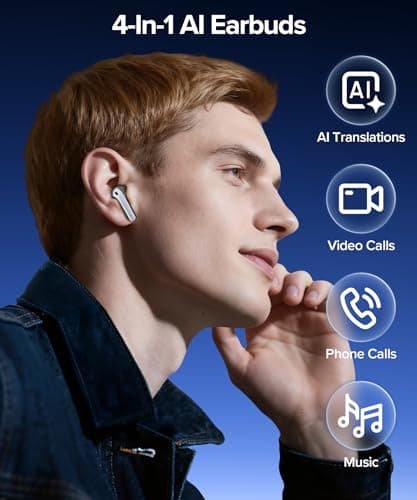 AI Translation Earbuds Real Time 164 Languages Translator Ear Buds Audifonos Traductores Inglés Español 70H Playtime Wireless Earphones AI Bluetooth Headphones for Travel Meeting Learning Black 5