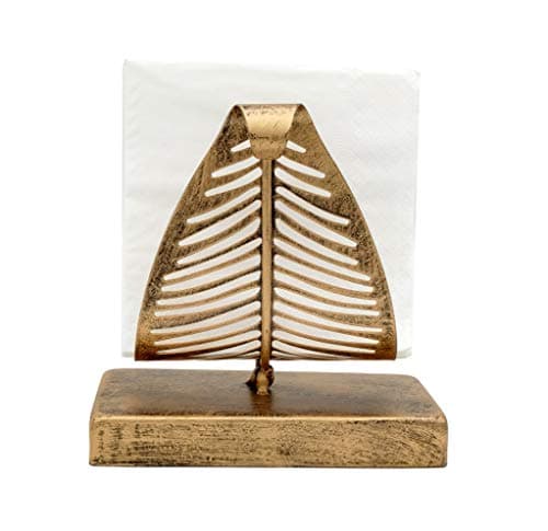 OwlGift Freestanding Modern Napkin Holder with Leaf Design, Tabletop Tissue Dispenser, Countertop Napkin Storage Organizer – Bronze 10