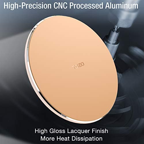TOZO Ultra-Thin Portable Wireless Charger 15W Max Fast Wireless Charging Pad Compatible with iPhone 17/16 Plus/16 Pro Max /15/14/13/SE, Samsung Galaxy S24/S23/S22 Series (No AC Adapter), Champagne 6