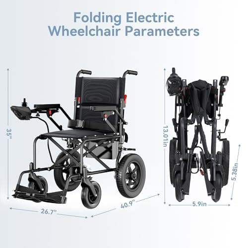 Electric Wheelchair for Adults, Lightweight Foldable 15 Mile Long Travel Range Motorized Wheelchairs, All Terrain Portable Power Wheelchair for Seniors, Airline Approved 8