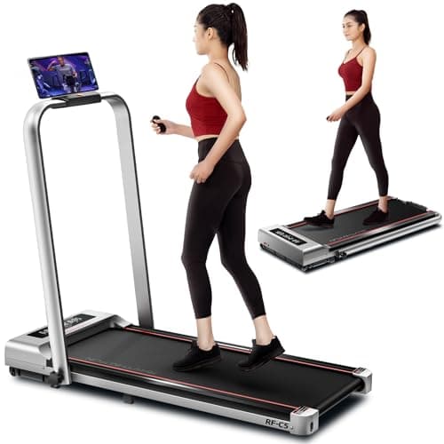 RHYTHM FUN Foldable Treadmill - 300 lb Capacity Walking Pad, 2.5HP Under Desk, Portable for Home and Office, 2 in 1 With Remote Control, LED Display (SL-C5)