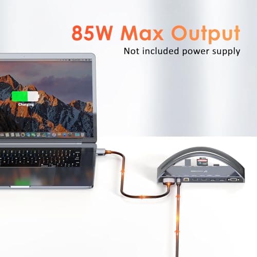 TobenONE USB C Docking Station Dual 4K Monitor for MacBook Pro/Air M4/M5, 13-in-2 Mac Docking Station Stand with 2 HDMI, VGA, 5 USB, 100W PD, Ethernet, SD/Micro SD, Audio (No Power Adapter Included) 8