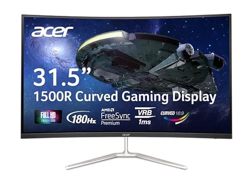 acer Nitro 31.5" FHD 1920 x 1080 1500R Curved PC Gaming Monitor | AMD FreeSync™ Premium | Up to 165Hz Refresh | 1ms VRB | VESA Mountable | 1 x Display Port 1.2 & 2 x HDMI 1.4 | EDA320Q PBIIPX