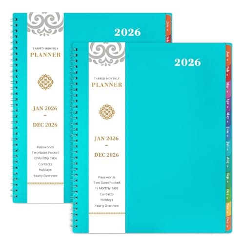 2026 Monthly Planner - JAN 2026 - DEC 2026 Planner/Calendar 2026, 12 Monthly Planners with Tabs & Pocket & Label, Contacts and Passwords, 9" x 11", Thick Paper, Twin-Wire Binding - Blue 6