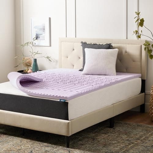 LUCID Lavender Infused 2 Inch Memory Foam Mattress Topper with 5 Zones – Queen Size – Plush Feel – CertiPUR Certified – Dorm Room Essentials