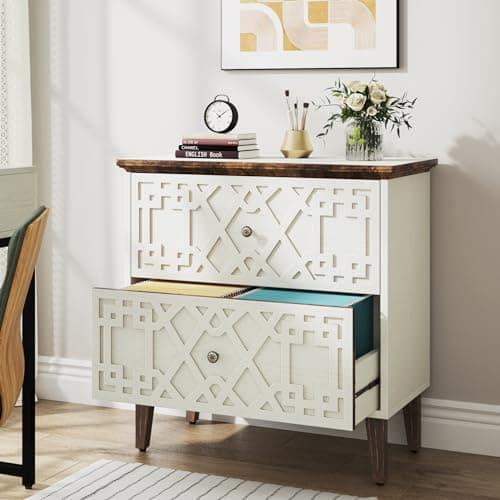 LITTLE TREE 2-Drawer File Cabinet, Lateral Filing Cabinet for A4/Letter/Legal Size, Office Storage Cabinet, Printer Stand with Storage Drawer for Home Office 2