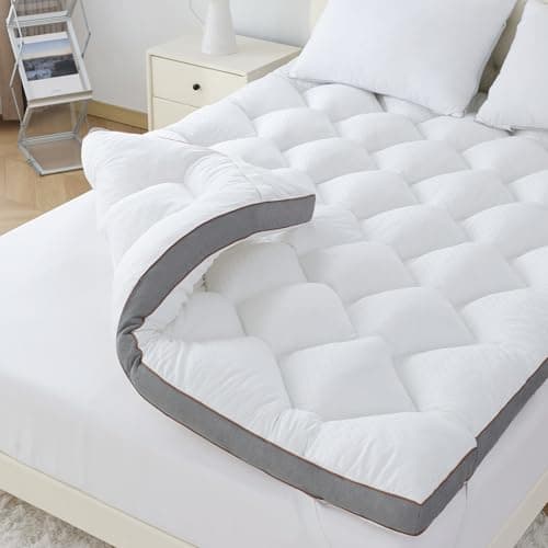 WhatsBedding 4 Inch Memory Foam Mattress Topper King, Extra Soft Pillow Top Mattress Topper with Breathable Air Mesh Sides, Fluffy Shredded Memory Foam Filled & Thicked Down Alternative-Lined