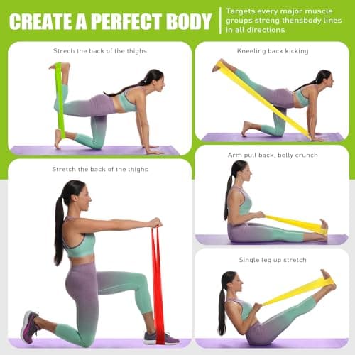 HPYGN 3 Levels Non-Latex Exercise Bands for Physical Therapy & Yoga, Professional Resistance Bands Set for Working Out, Strength Training, Pilates & Rehab, TPE Elastic Stretch Bands for Seniors, Women 5