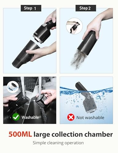 MUZAP Handheld Vacuum Cleaner for Pet Hair & Car, Cordless, Powerful 15KPa Suction, 30-Min Runtime, 500ML Dust Cup, Blue 6