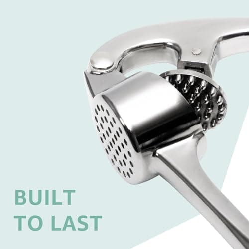 Garlic Press Crusher & Mincer – Easy Squeeze Ergonomic Handle, Heavy Duty Zinc Alloy, Dishwasher Safe, Includes Peeler & Cleaning Brush – Garlic Ginger Crusher Tool (Imperial Silver) 7