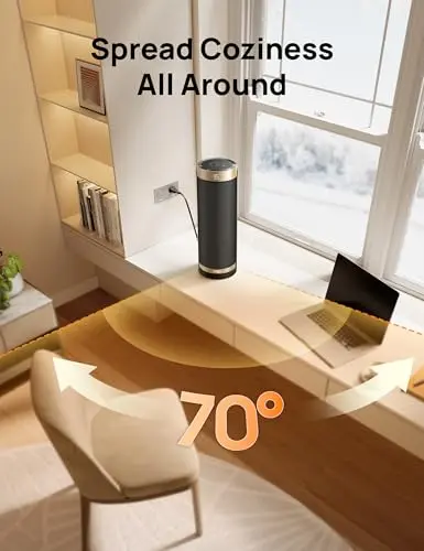 DREO Space Heater, 1500W Electric Heaters for Indoor Use with Thermostat, 70° Oscillation, 8 Safety Protections, 5 Modes, Remote, 12H Timer, Quiet Portable Heater for Office, Bedroom, Large Room 6
