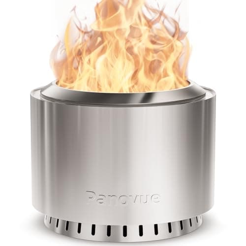 Panovue 22 inch Smokeless Fire Pit with Waterproof Cover, Stainless Steel Outdoor Smokeless Firepit, Wood Burning Fire Pits for Camping, Bonfire,Low Smoke Firepit for Outside[Slivery]
