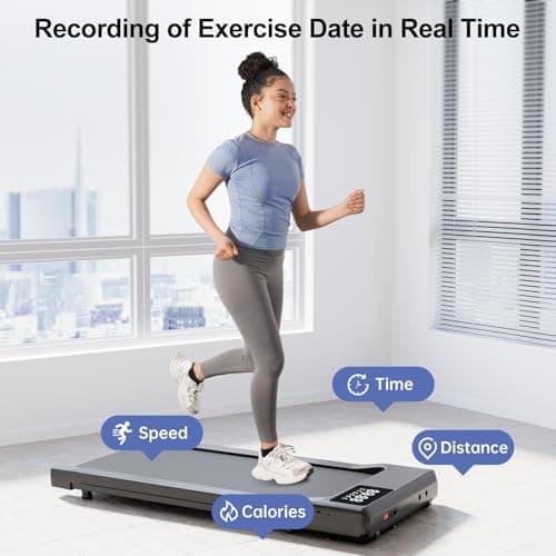 DeerRun Under Desk Walking Pad Treadmill for Home & Office, 6% Manual Incline, 0.6–3.8 MPH Walking Speed, 300 lb Capacity, App & Remote Control 6