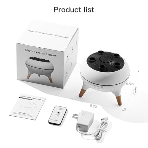 BLOIMP Essential Oil Diffuser 250ML,Jellyfish Diffuser Air Humidifiers Sound Pickup Ultrasonic Aromatherapy Diffuser Remote Control 7 Color Lights for Home Bedroom Office Hotel(White) 9