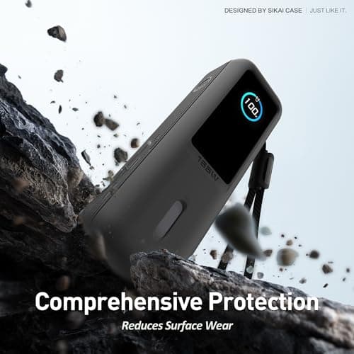 Silicone Case for Anker Laptop Power Bank (25,000mAh 165W) 1/4" Nut Hole,SD/SIM Card Storage, Display Protection&Dustproof, Travel Protective Cover Compatible with Anker Power Bank 165W/ A1695 (Black) 8