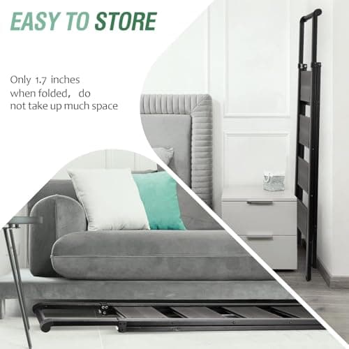 HBTower 4 Step Ladder with Handrail, Aluminum Compact Ladder, Folding Step Stool for Adults, Portable, Lightweight, 330 lbs Foldable Ladder for Home, Black 4