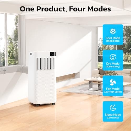 ZAFRO 10,000 BTU Portable Air Conditioners, 4 Modes Portable AC Unit with Fast Cooling/Energy Efficient/Remote/24Hrs Timer for Bedroom/Dorms/Indoor Rooms, White 2