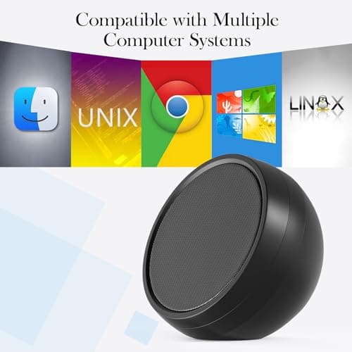 ABRRU USB Computer Speaker for Laptop, External Speakers for Desktop Computer with Crystal Clear Sound, Rich Bass and Volume Buttons, Plug-N-Play (Black) 5