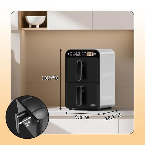 11.6QT Dual Basket Air Fryer Oven, Vertical 2-Basket Design, 6-in-1 Presets Function with Digital Touchscreen, Sync & Match, Easy to Clean, Dishwasher Safe, Family Meals 8