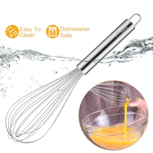 HOTEC 4 Pieces Stainless Steel Whisks Set Wire Whisk Balloon Whisk Egg Beater Kitchen Utensils for Stirring, Beating, Blending 6