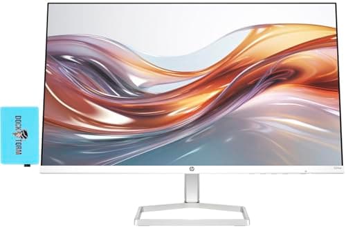 HP Series 5 524sa Thin & Light Monitor with Speakers 94C36AA#ABA (Replaces M24fwa) 24" IPS FHD Anti-Glare 300 Nits Display, Flicker-Free, 1xHDMI, White/Silver (2026 Model) w/DKZ Hub USB Port Expander 7