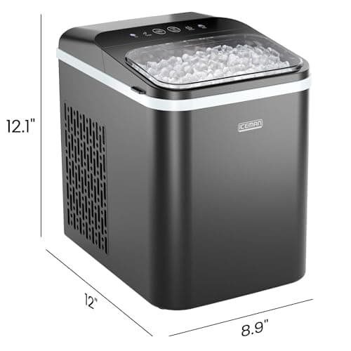 Iceman Compact Pebble Ice Machine, Countertop Nugget Ice Maker Produces Chewable Pellet Ice in 8 Minutes, Makes 26lbs/Day, One-Touch Cleaning Function with Ice Scoop/Basket Included – Black 7