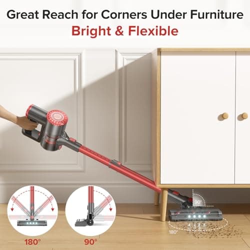 HOUSBRUSH Cordless Vacuum Cleaner with Self-Standing, 40KPA Stick Vacuum Cleaners for Home, 8-in-1 Lightweight Rechargeable Vacuum, 7-Layer Filtration,Ideal for Carpet, Pet Hair, Hardwood Floors 7