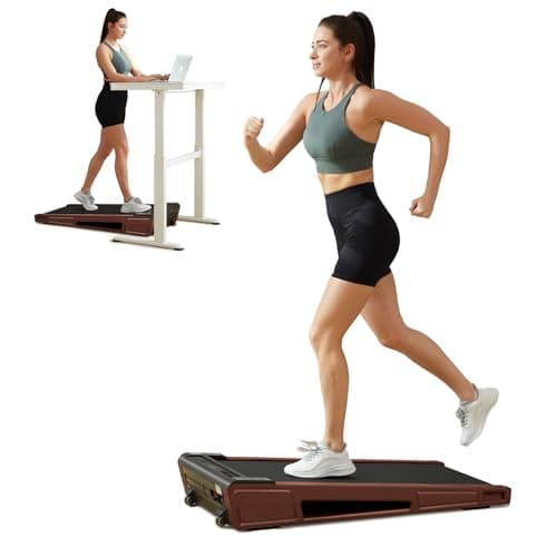 GOYOUTH 2 in 1 Under Desk Treadmill With Remote Control and LED Display, Quiet Walking Treadmill for Home, 300 Lbs Capacity (Walnut)