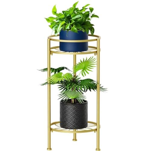 H HOMEXIN Plant Stand Indoor, 2 Tier Metal Tall Plant Stands 23.4" Multiple Plant Rack Holder, Heavy Duty Rustproof Flower Shelf Display for Apartment Corner Home Garden Patio